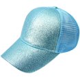 thumbnail image 1 of Women Ponytail Baseball Cap Sequins Shiny Messy Bun Snapback Hat Sun Caps, 1 of 8