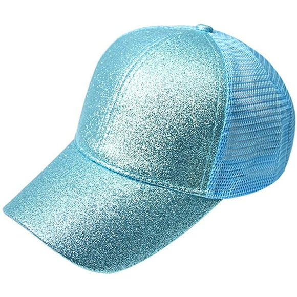 Casquette de Baseball pour Femme Queue de Cheval Paillettes Brillante Chignon Décoiffé Snapback Chapeau Casquettes de Soleil