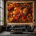 thumbnail image 6 of Lit Candle Bountiful with Autumnal Still Life, Cozy Farmhouse for Farmhouse Decor Lovers, Aesthetic Wall Decor, Halloween Gift, Tapestry Wall Hanging for Dorm and Living Room, 6 of 7