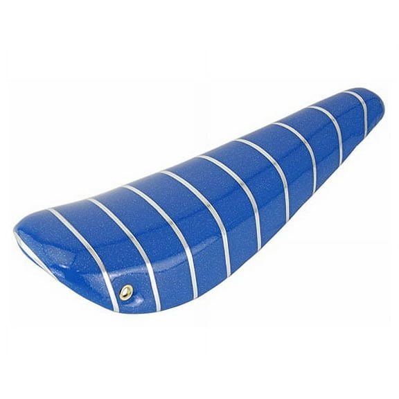 16" Bike Banana Saddle Sparkle Blue with Silver Stripe. Banana seat for 16" bikes. Bicycle part for lowrider, BMX, cruiser, bike part.