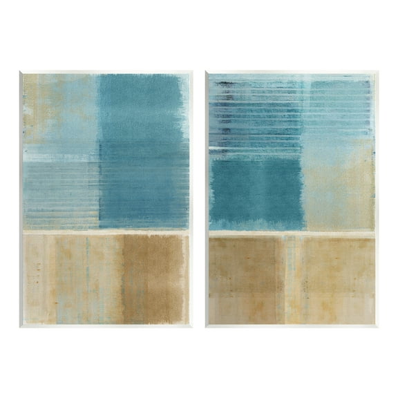 Stupell Industries Brown & Blue Abstraction Abstract Painting Unframed Art Print Wall Art, 10 x 15