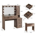 thumbnail image 3 of T4TREAM Farmhouse Vanity Desk with LED Lighted Mirror, Rustic Makeup Vanity Desk with Power Outlet, 3 Drawers and Stool for Bedroom, Light Brown, 3 of 6