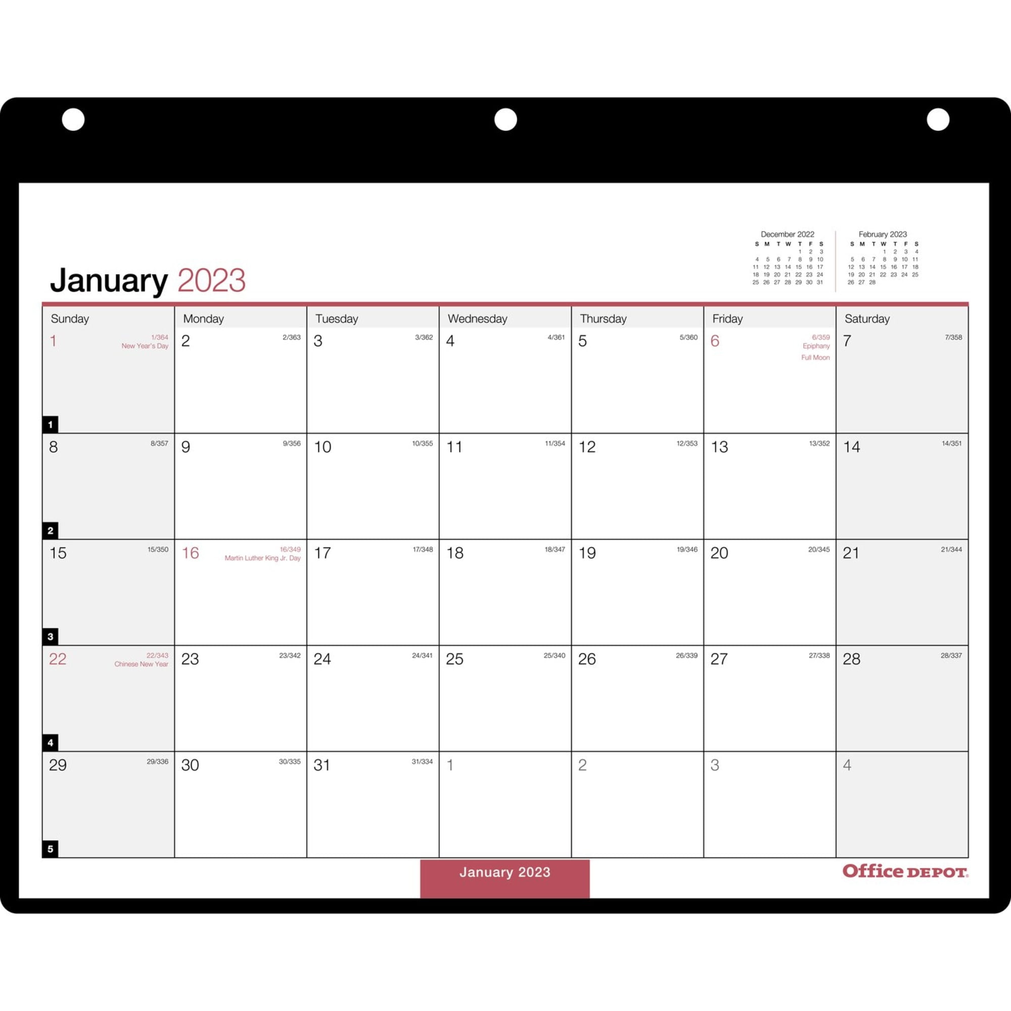 Office Depot® Monthly Desk Wall Calendar, 11' x 8', White, January To December 2023, OD201200