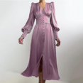 thumbnail image 1 of XS Vestido de satén diseño femenino sentido mangas acampanadas cintura delgada temperamento de Europa y Estados Unidos vestido largo delgado, 1 of 4