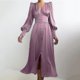 thumbnail image 1 of XS Vestido de satén diseño femenino sentido mangas acampanadas cintura delgada temperamento de Europa y Estados Unidos vestido largo delgado, 1 of 4