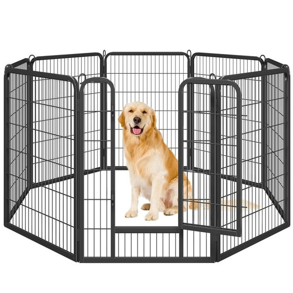 Yaheetech 40" H Heavy Duty Pet Playpen, Black, 8 Panel