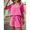 thumbnail image 3 of Women's Relaxed T Shirt and Drawstring Shorts Set, Casual Summer Two Piece Outfit, 3 of 6