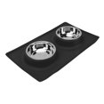 thumbnail image 2 of Cuenco de silicona antideslizante para mascotas, plegable, para agua y comida, doble para perros pequeños, medianos y gatos (negro), 2 of 14