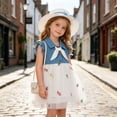 thumbnail image 5 of Babcutegg Cute Denim Skirt With Floral Mesh Overlay, Sleeveless Cowboy-Style Dress And Matching Hat For Young Girls White Size 2T, 5 of 7