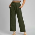 thumbnail image 2 of Levmjia Womens Pants Casual Solid Color Leggings with Pockets High Waist Yoga Workout Fitness Stretch Home All Season Comfort Fit, 2 of 7