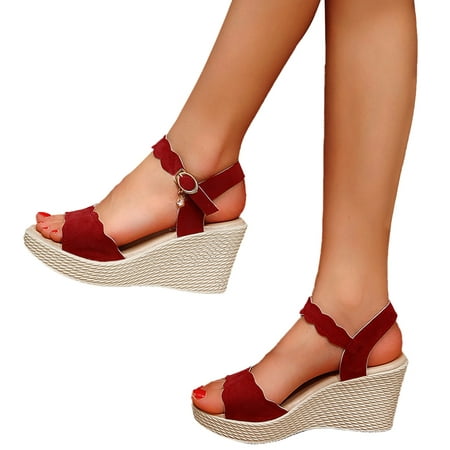 

Yilirongyumm 39 Sandals Women Sandals Wedge Low Heel Roman Wedge Ladies Fashion Elastic Strap Carved Breathable Shoes Thick Soled Wedges Casual Sandals