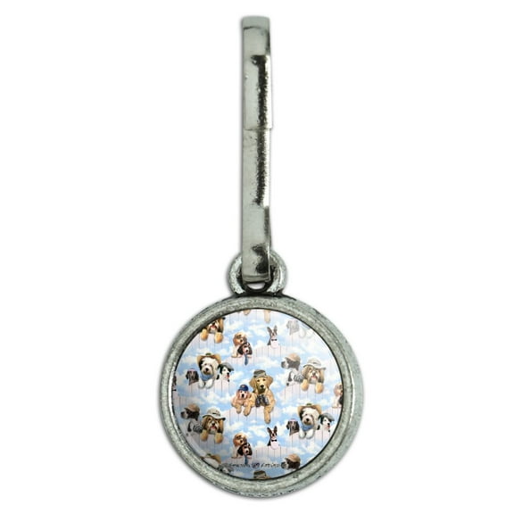 Dogs Puppies Club Pattern Antiqued Charm Clothes Purse Suitcase Backpack Zipper Pull Aid