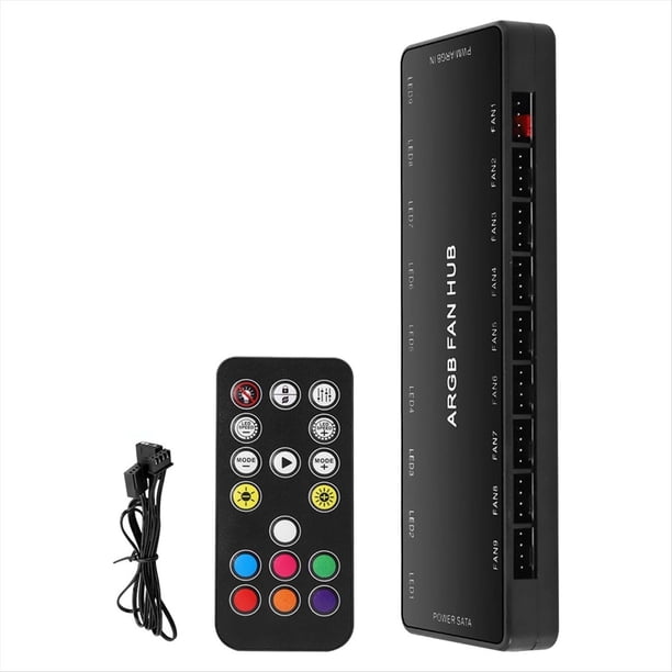 Controlador ARGB para PC, Control Remoto Hub 1 A 9, Adaptador de Ventilador de Refrigeración de 5 V y 3 Pines, Estación de Acoplamiento PWM de .