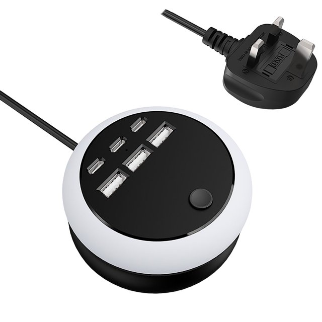 7 In 1 Retractable USB Charging Station 8 Color Light 2026 Rotatable Retractable 6 USB Ports Total Length 1.4m