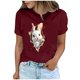 thumbnail image 2 of Tops de Cuello Alto para las Mujeres Amante Impreso Camiseta Cuello Redondo Manga Corta, Poliéster Spandex, 2 of 7
