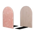 thumbnail image 2 of KLL Rose Gold Glitter Print Wood Book Ends for Shelves,1 Pair Wood Bookends Book Holder Stand Decorative, Book Stoppers for Heavy Duty Books CD File Video Games, 2 of 8