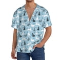 thumbnail image 1 of Balery Black White Gray Rabbit Camisa Casual de Manga Corta con Botones para Hombre, Texturizada, Estilo Cubano, para Playa, Verano-Medium, 1 of 5