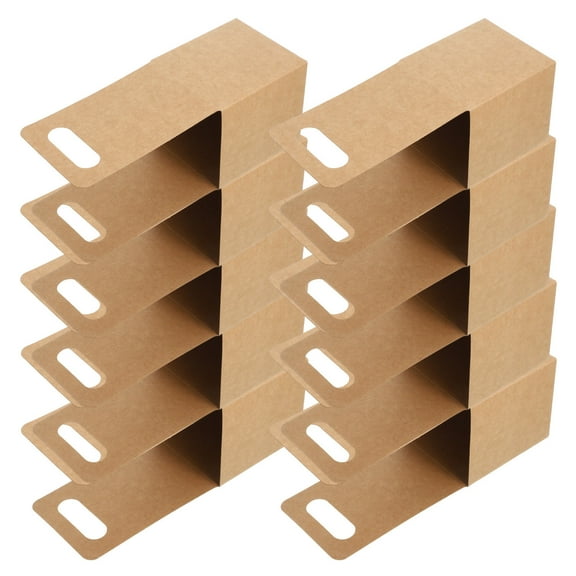 Masteelf 10pcs Kraft Drink Carrier Holder Single Beverage Cup Holder Coffee Holder with Carrying Handle for Coffee Takeout Drinks