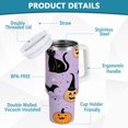 thumbnail image 2 of Yayeee 40oz Stainless Steel Tumbler with Straw and Handle Double-Wall Insulated Travel Water Bottle, Light Purple Halloween Black Cat, 2 of 8