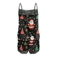 thumbnail image 4 of Tnhcen Festive Santa Claus Print Lace Pajamas Set 2-Piece Sleeveless Tank Shorts Pjs Christmas Nightwear Homewear for Holiday Cheer S-2XL, 4 of 5