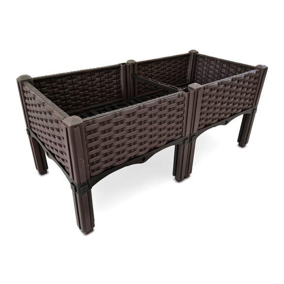 MOONXIAN 2Pack Elevated Plastic Raised Garden Bed Planter Kit for Flower Vegetable Grow
