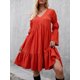 thumbnail image 3 of Vestido de mujer de manga larga con escote en V y corte en A para vacaciones, 3 of 8