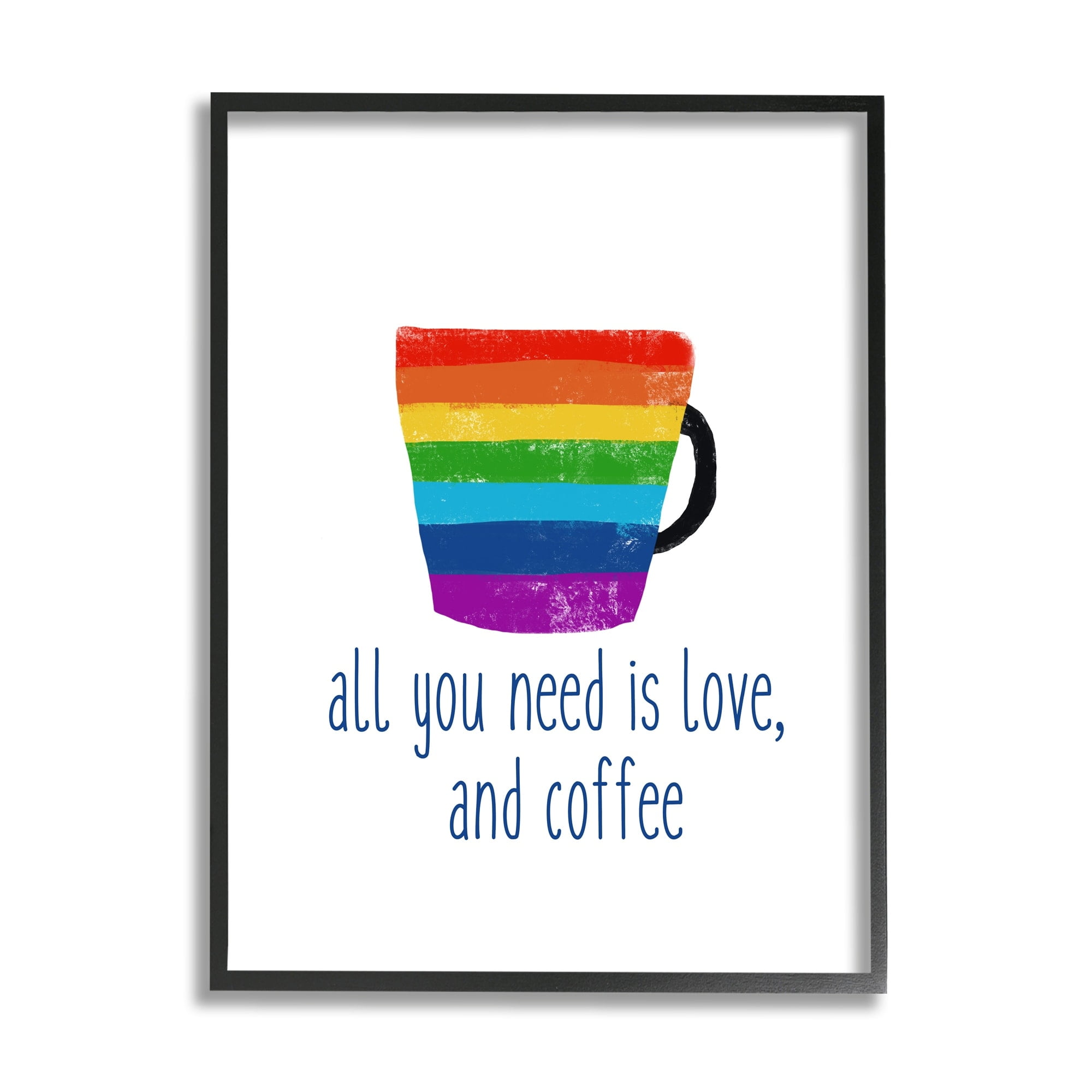 Stupell Industries Love & Coffee Rainbow Morning Latte Diner Mug Graphic Art Gray Framed Art Print Wall Art, Design by J. Weiss