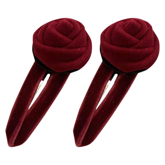 OFFIGAM Velvet Dark Red Flower Hairpins for Women, 1 Pair Stylish Hair Styling Accessories