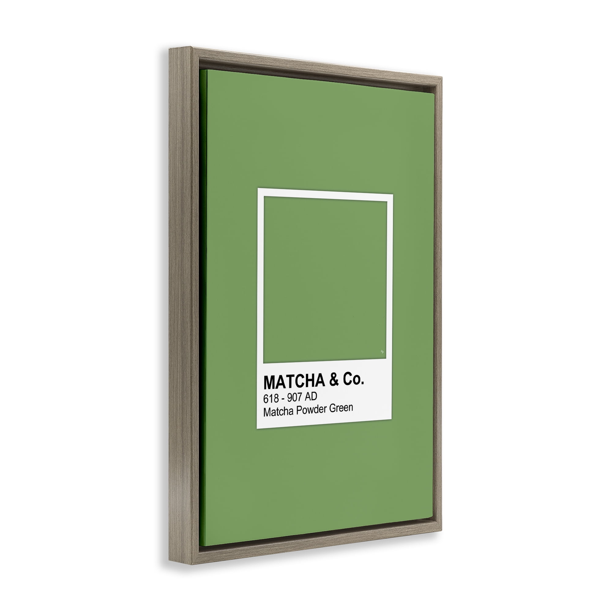Stupell Industries Matcha Powder Green Shade Brown Framed Floater Canvas Wall Art, design by Martina Pavlova