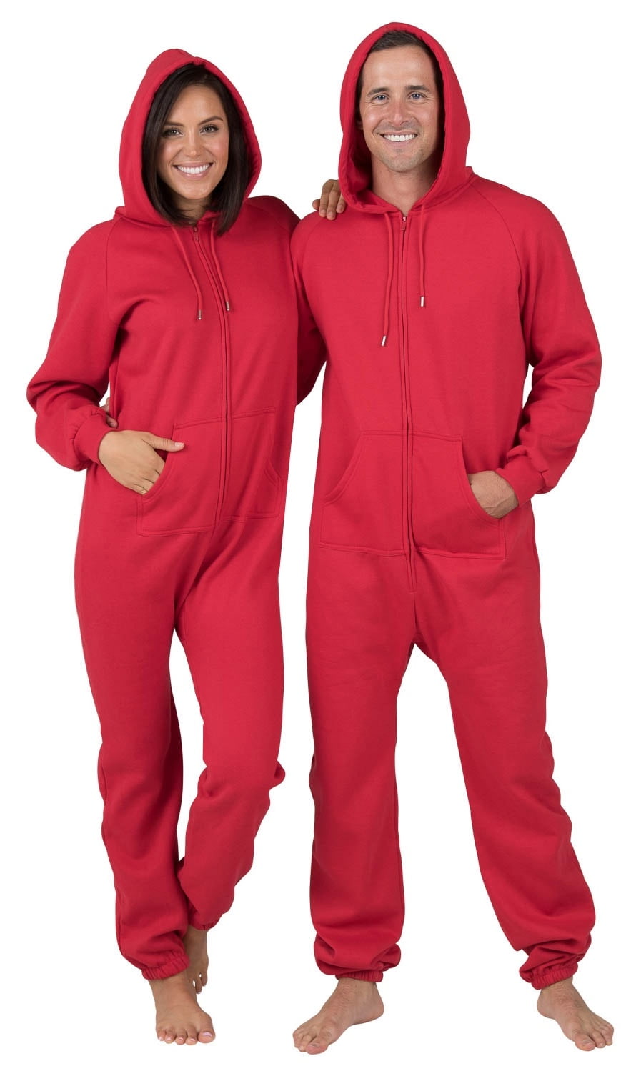 Footed Pajamas Footed Pajamas Red Adult Footless Hoodie Onesie