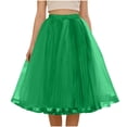thumbnail image 7 of Hduncf Elegant Layered Tulle Skirt for Women Trendy Solid Color Summer Elastic High Waisted Puffy Midi Daily Party Skirts Green Free Size, 7 of 7
