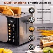 LINKChef Touch Screen 4-Slice Toaster, Stainless Steel, 6 Bread Types & 6 Shade Settings, Timer Countdown