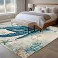thumbnail image 5 of Nautical Teal Sea Turtles Washable Living Room Rugs 5'x7', Corals Compass Vintage Brown Map Low Pile Throw Large Area Rugs Non-Slip Sturdy Edge Binding Carpet for Dining Room Bedside Kitchen, 5 of 9
