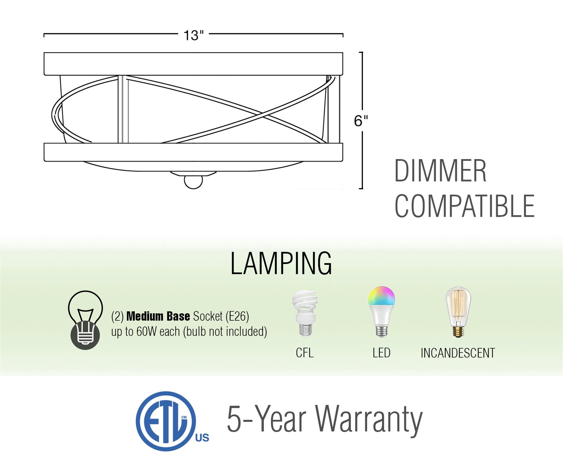 Kira Home Blaylock 13" Farmhouse Flush Mount Ceiling Light, Hammered Glass Shade, Wood Grain Metal, White Ash Wood