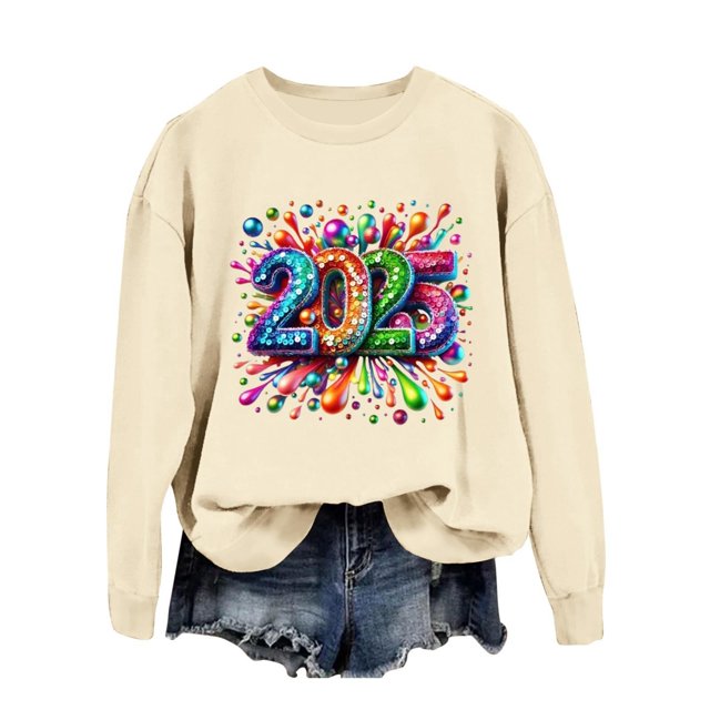 WEAIXIMIUNG Sweat-Shirt Bleu Marine pour Femmes Automne et Hiver Col Rond Manches Longues Sweat-Shirt Imprimé Pull de Noël