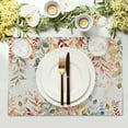 thumbnail image 3 of Fall Eucalyptus Leaf Table Placemats Set of 4, Colorful Leaves Heat-Resistant Tabletop Place Mats 12x18 Inch Autumn Seasonal Outdoor Table Mats Decorations for Party Dining Kitchen, 3 of 8