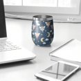 thumbnail image 3 of 12oz Stemless Wine Tumblers Dark Blue Fairy Moon Princess Pattern Vacuum Insulated Stainless Steel Travel Tumbler Cups Mug with Lid and Straw for Champaign,Cocktail,Beer with Cleaning Brush, 3 of 5