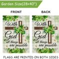 thumbnail image 3 of With God All Things are Possible Christian Decorative House Flag, St Patrick’s Day Religious Cross Shamrock Clover Home Yard Garden Outdoor Decor, Spring Irish Plaid Large Outside Decoration 28 x 40, 3 of 6