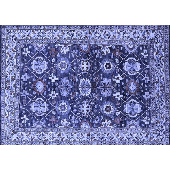 Ahgly Company Indoor Rectangle Oriental Blue Industrial Area Rugs, 7' x 9'