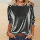 thumbnail image 1 of Ounisa Womens Velvet Tops Trendy Dressy Casual 3/4 Length Sleeve Round Neck Elegant Blouses, 1 of 7