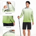 thumbnail image 5 of Dagegui UPF 50+ Outdoor Hoodie for Men Long Sleeve Sun Shirts Rash Guard UV Protection Travel T-Shirt Cooling Breathable Hiking Tops with Face Mask Green L, 5 of 7