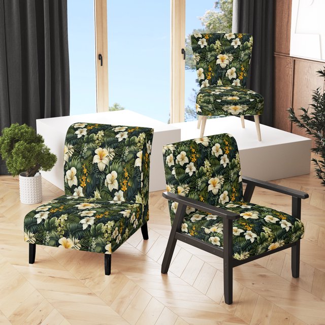 Designart « Palm Oasis Dream I » Fauteuil d'Appoint Tropical Vert Rembourré - Fauteuil Tropical pour Chambre