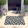 thumbnail image 2 of Black and White Wavy Checkerboard Flannel Non Slip Door Rugs,Washable Door Mats Indoor,Decorative Door Mats,Dirt-Resistant and Absorbent Doormat for Entrance,Bedroom,Kitchen,Bathroom,23.5"x16", 2 of 5