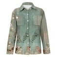 thumbnail image 5 of Green Womens Blouses Women's Long Sleeved Printed Button Down Shirt Ladies Tops and Blouses, 5 of 5