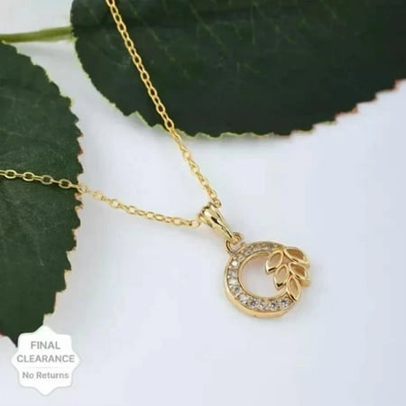 14K Yellow Gold Plated Women Pendant Necklace 2 Ct Round Cut Simulated Diamond