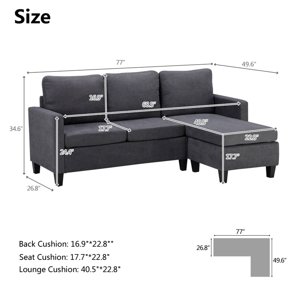 Lowestbest L-Shaped Double Chaise Longue Combination Sofa (Dark Grey) Lowestbest L-Shaped Double Chaise Longue Combination Sofa (Dark Grey)