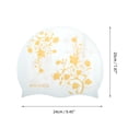 thumbnail image 4 of Gorro de natación floral impermeable de silicona de 1 pieza en amarillo y blanco, 4 of 5