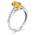 thumbnail image 3 of 10K Yellow and White Gold Yellow Citrine and White Lab Grown Diamond Engagement Ring for Women (1.43 Cttw, Oval Checkerboard 8X6MM, Gemstone November Birthstone, Available in Size 5, 6, 7, 8, 9), 3 of 4