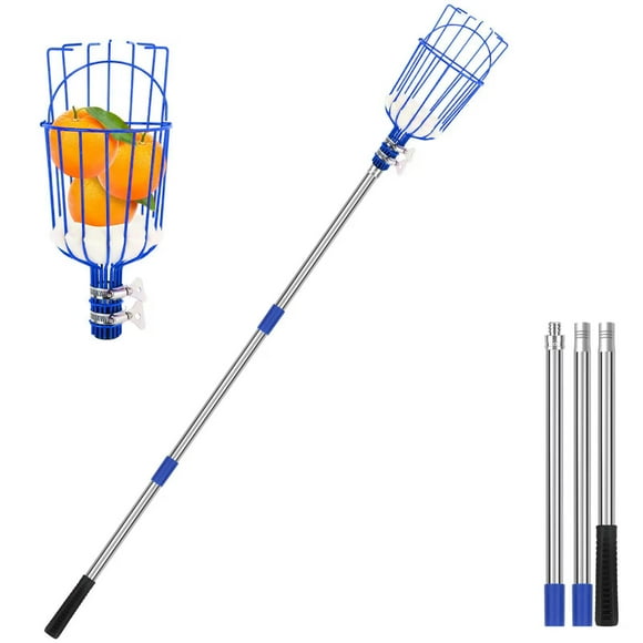 SAN LIKE Fruit Picker Pole with Basket 5 FT Adjustable Higher Lightweight Fruit Grabber Tool with Extension Pole for Apple Avocado Lemon Peach Pear Mango and Other Fruit Tree Harvester