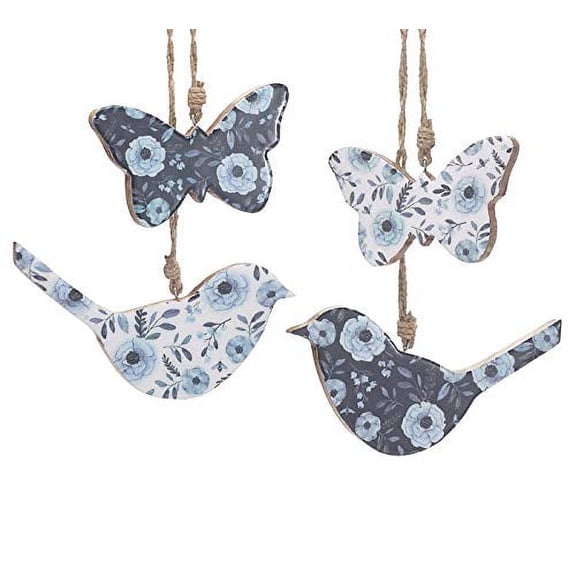 Wooden Bird and Butterfly Ornaments